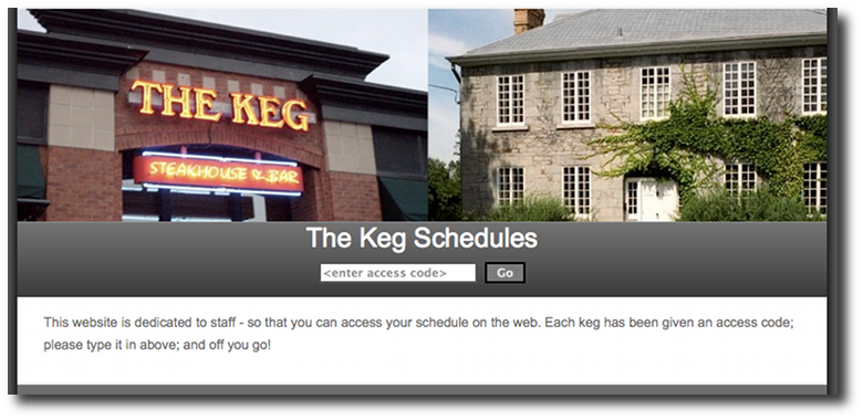 The Keg Ottawa Scheduling website